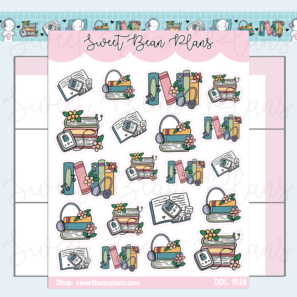 Audio Bookish Doodles Vinyl Planner Stickers | Ddl 1528