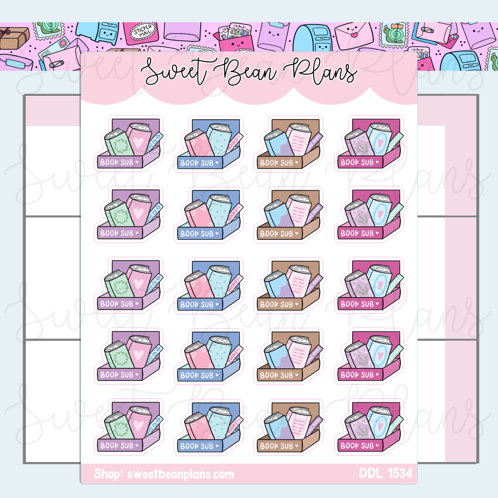Book Subscription Doodles Vinyl Planner Stickers | Ddl 1534