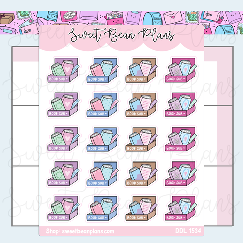 Book Subscription Doodles Vinyl Planner Stickers | Ddl 1534