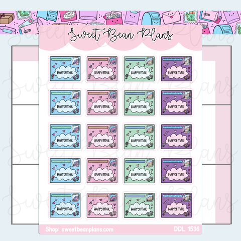 Happy Letter Mail Doodles Vinyl Planner Stickers | Ddl 1536