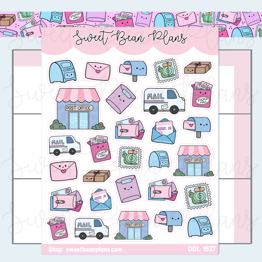 Cute Mail Doodles Vinyl Planner Stickers | Ddl 1537