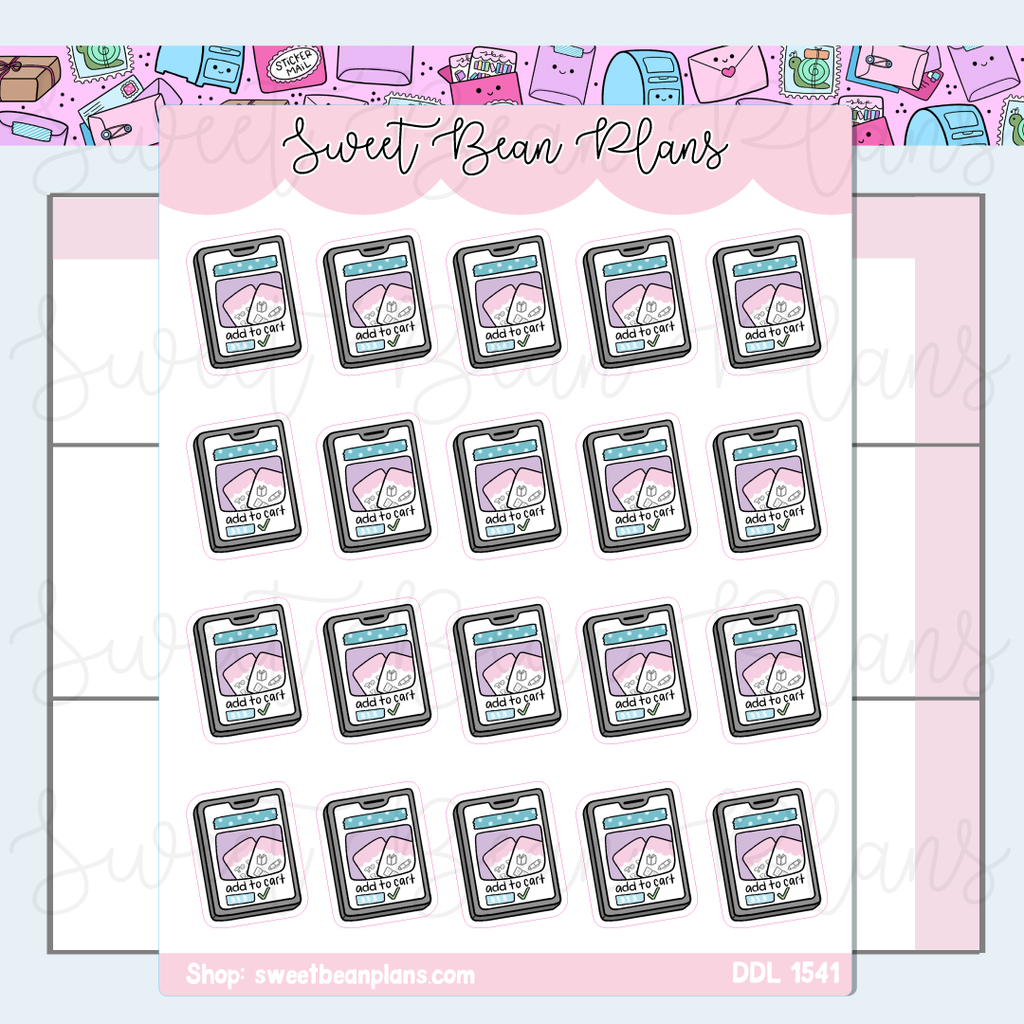 Online Shopping Phone Vinyl Planner Stickers | Ddl 1541