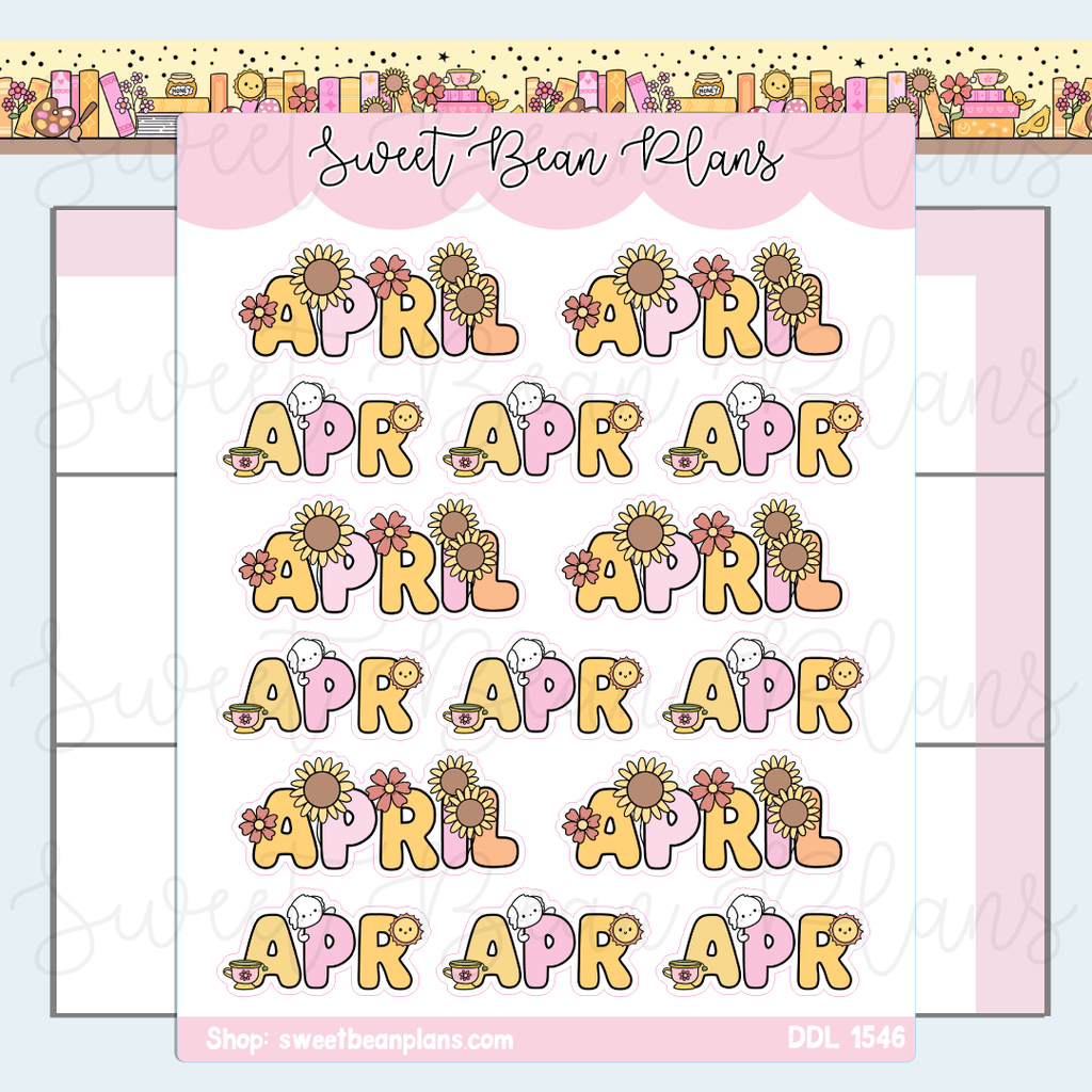 April 2026 Bean Banners Vinyl Planner Stickers | Ddl 1546