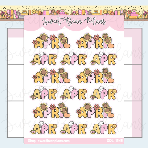 April 2026 Bean Banners Vinyl Planner Stickers | Ddl 1546