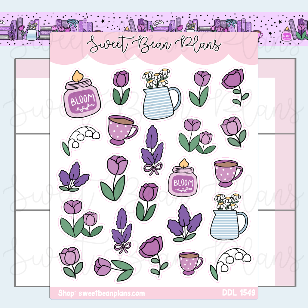 Bloom Florals Vinyl Planner Stickers | Ddl 1549