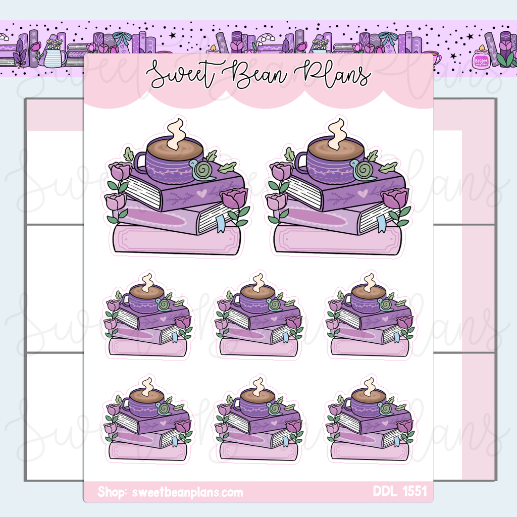 Bloom Book Stack Vinyl Planner Stickers | Ddl 1551