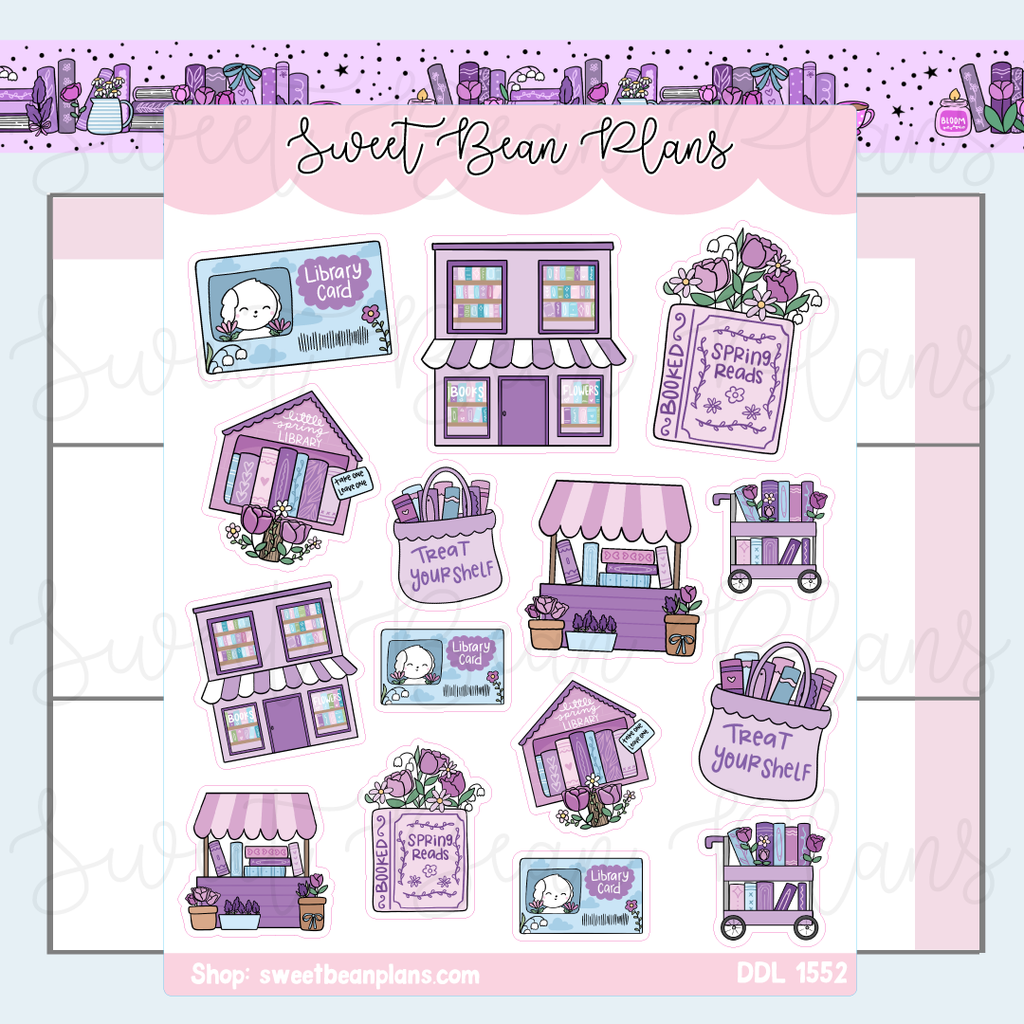 Bloom Bookish Doodles Vinyl Planner Stickers | Ddl 1552