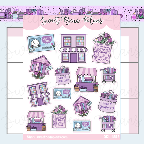 Bloom Bookish Doodles Vinyl Planner Stickers | Ddl 1552