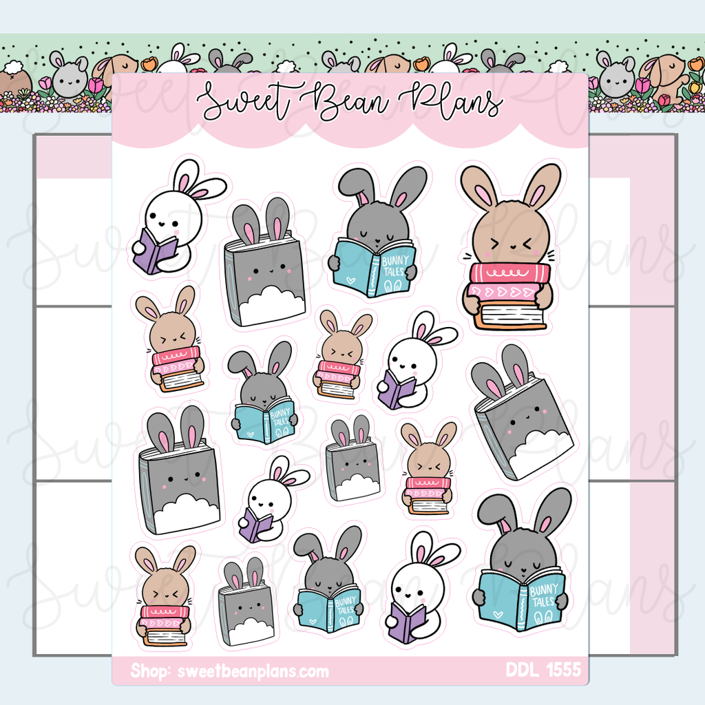 Bookish Bunnies Vinyl Planner Stickers | Ddl 1555