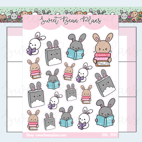 Bookish Bunnies Vinyl Planner Stickers | Ddl 1555
