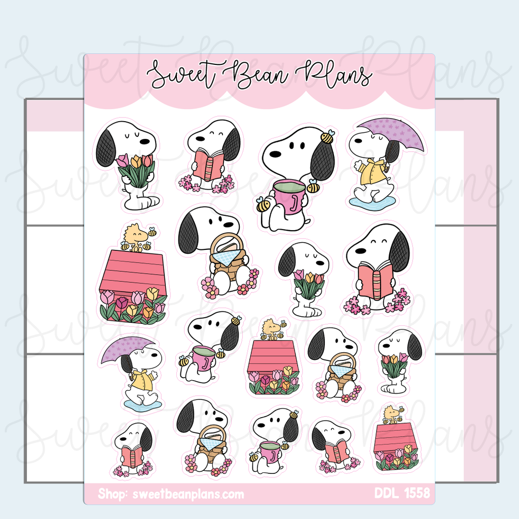 Spring Puppy Vinyl Planner Stickers | Ddl 1558