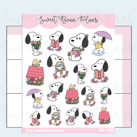 Spring Puppy Vinyl Planner Stickers | Ddl 1558