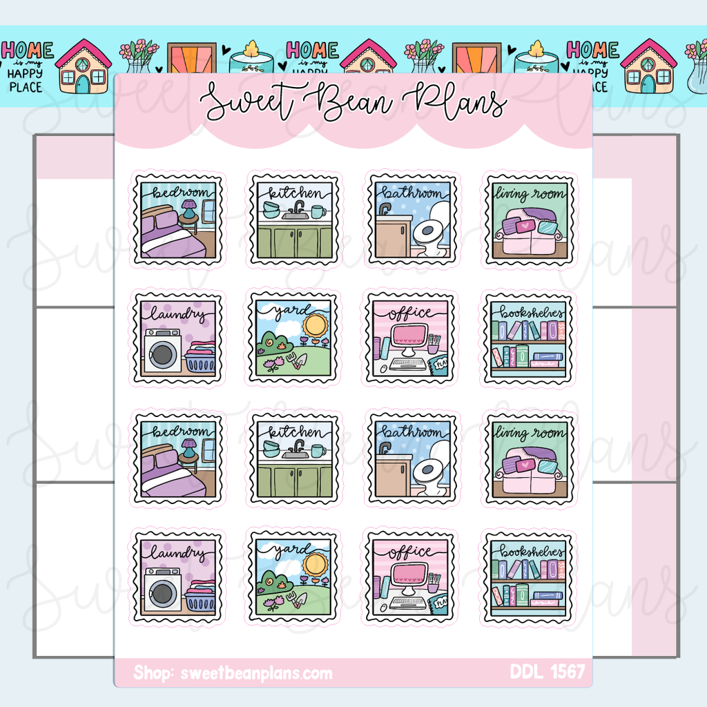 Home Stamps Vinyl Planner Stickers | Ddl 1567