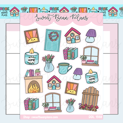 Happy Home Doodles Vinyl Planner Stickers | Ddl 1568