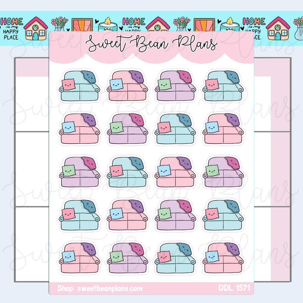 Couch Doodles Vinyl Planner Stickers | Ddl 1571