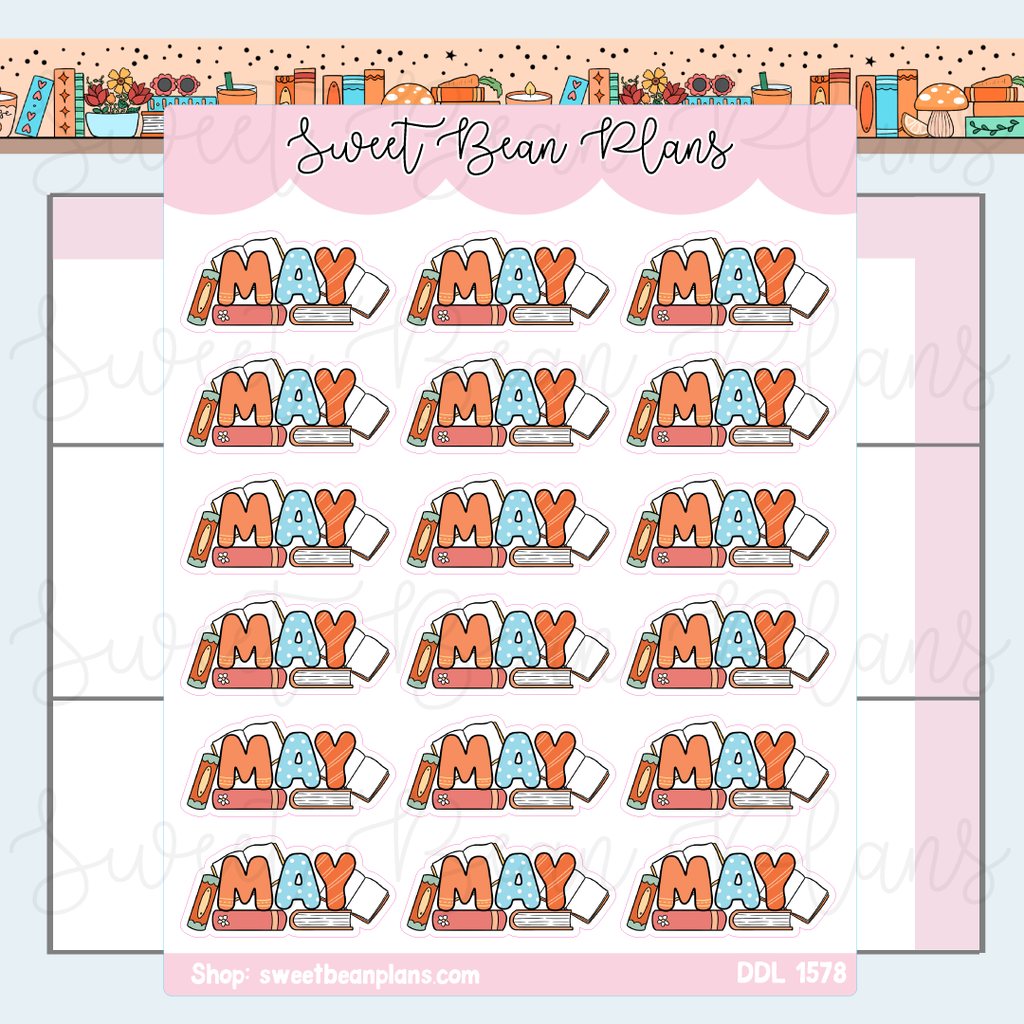 May 2026 Bookish Banners Vinyl Planner Stickers | Ddl 1578