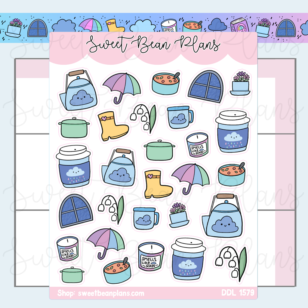 Rainy Day Doodles Vinyl Planner Stickers | Ddl 1579
