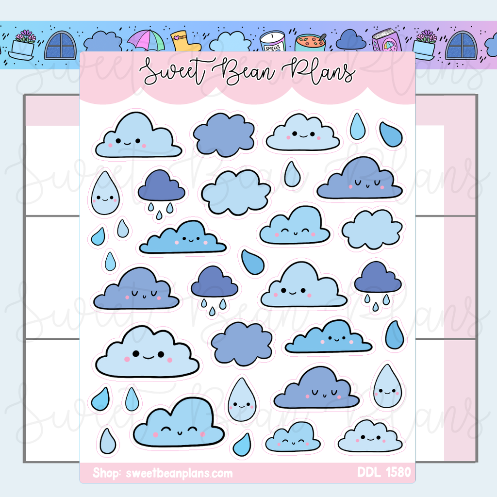 Rain Clouds Vinyl Planner Stickers | Ddl 1580