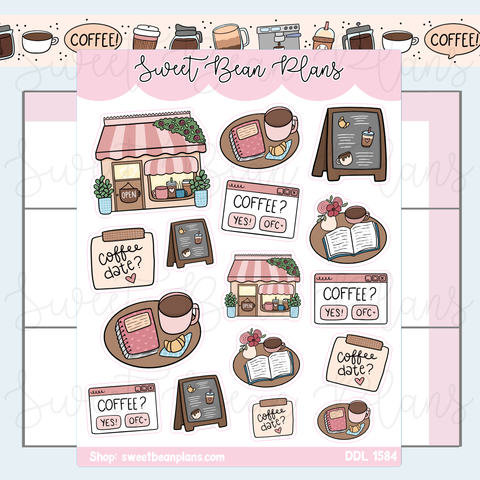 Coffee Shop Doodles Vinyl Planner Stickers | Ddl 1584
