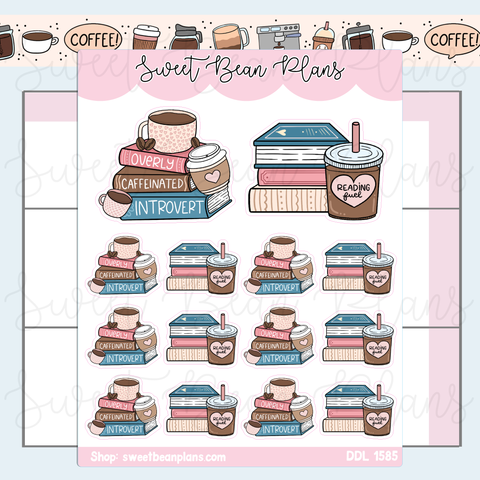 Caffeine + Books Vinyl Planner Stickers | Ddl 1585