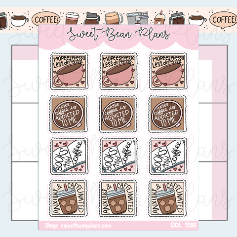 Coffee Stamps Vinyl Planner Stickers | Ddl 1586