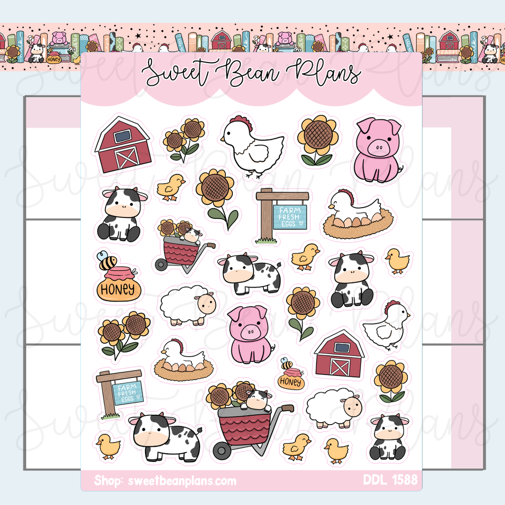 Farm Doodles Vinyl Planner Stickers | Ddl 1588