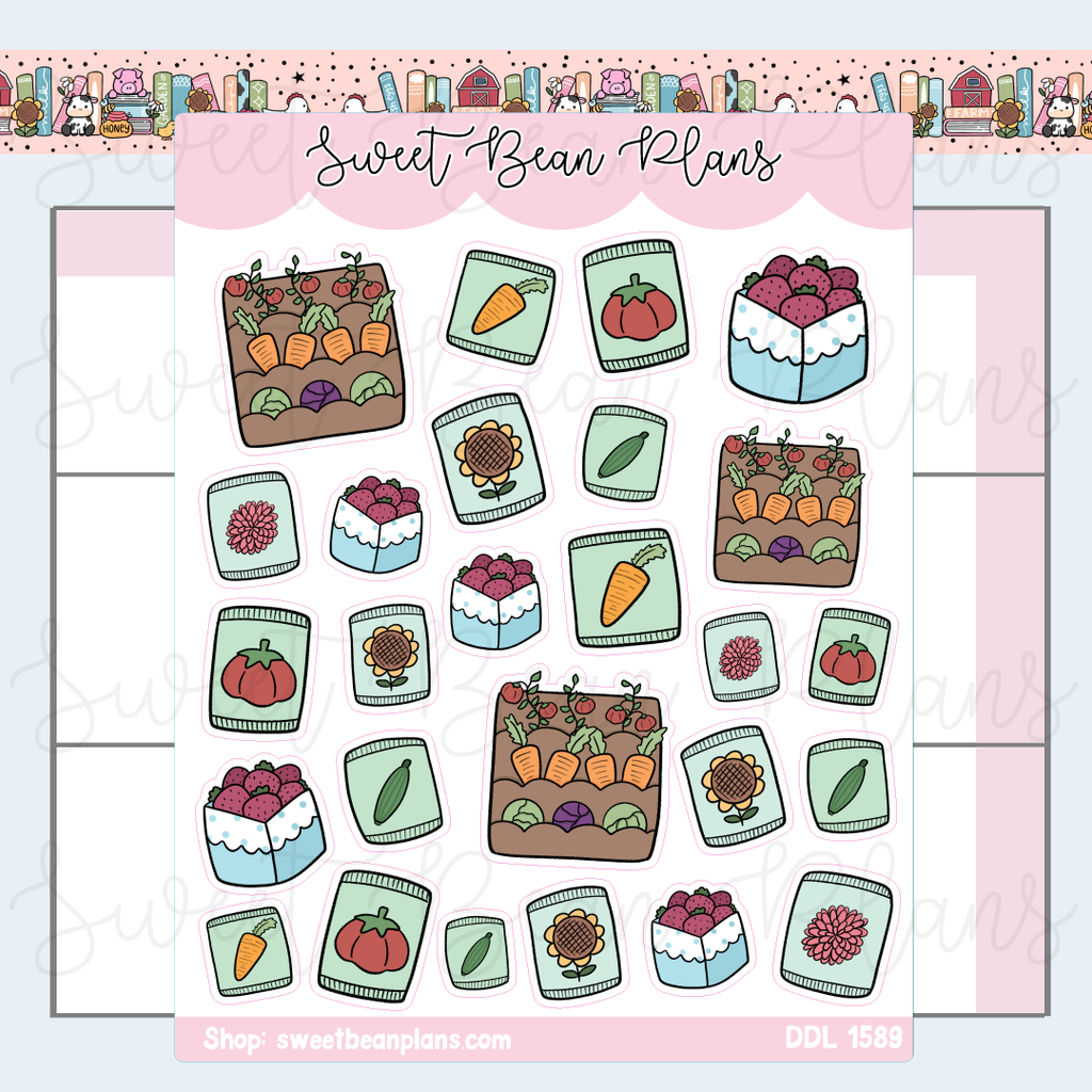 Garden Doodles Vinyl Planner Stickers | Ddl 1589