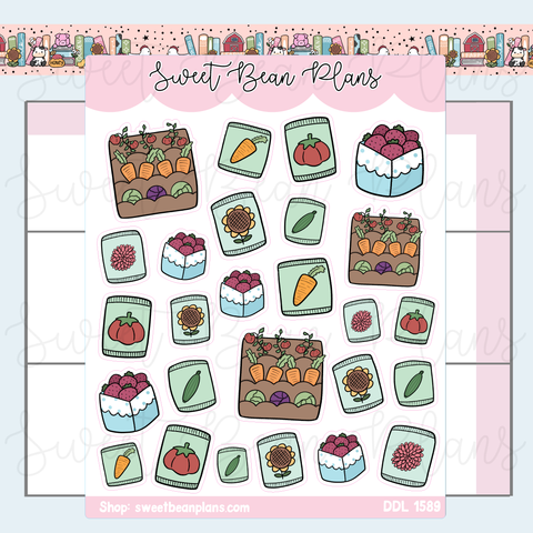 Garden Doodles Vinyl Planner Stickers | Ddl 1589