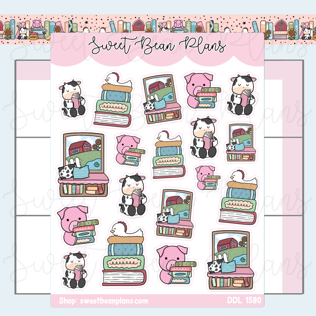 Farm Bookish Doodles Vinyl Planner Stickers | Ddl 1590