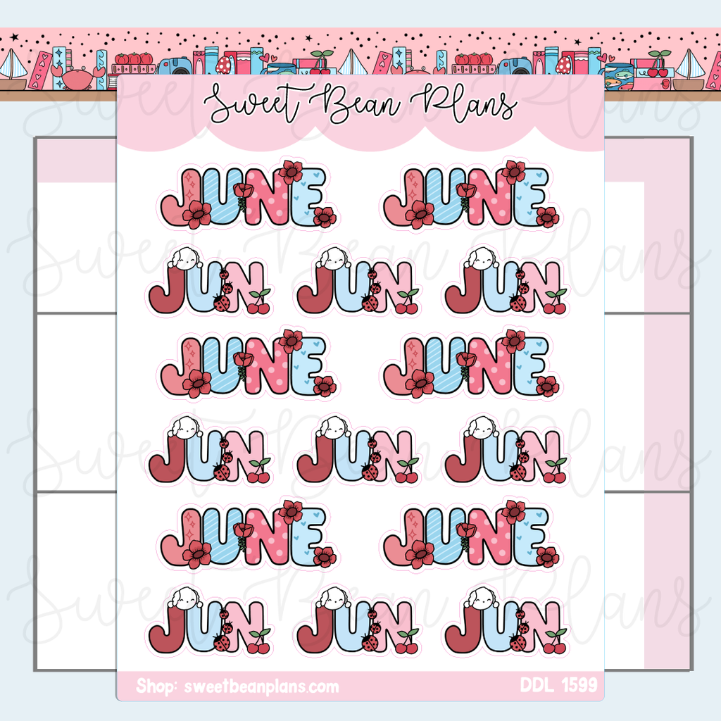 June 2026 Bean Banners Vinyl Planner Stickers | Ddl 1599
