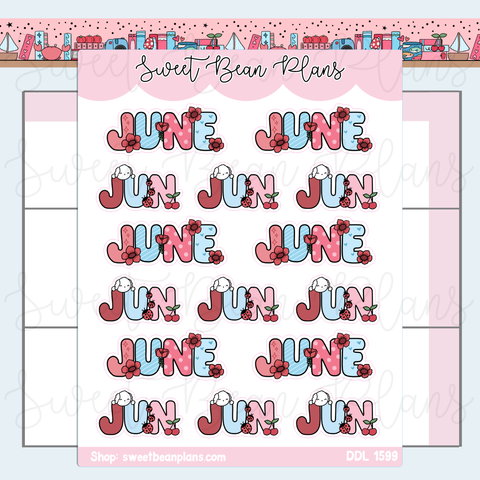 June 2026 Bean Banners Vinyl Planner Stickers | Ddl 1599