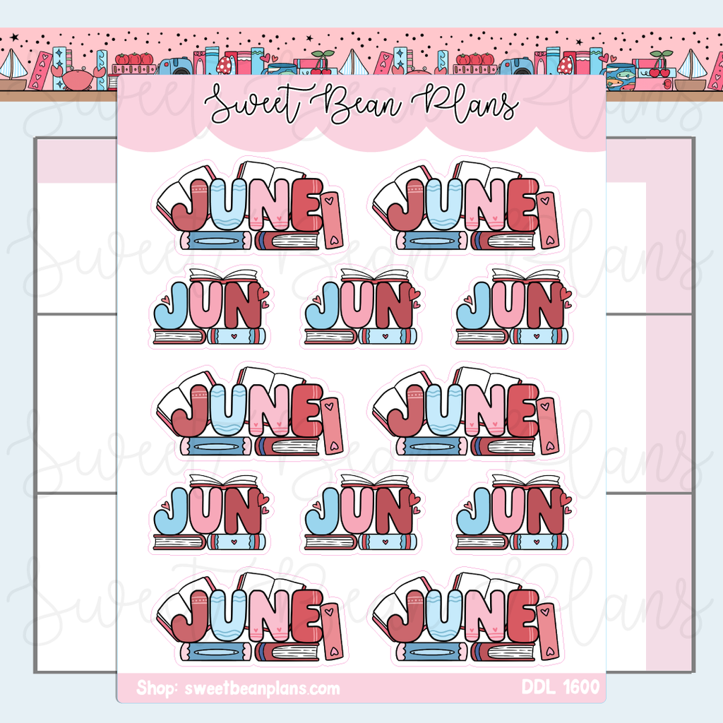June 2026 Bookish Banners Vinyl Planner Stickers | Ddl 1600