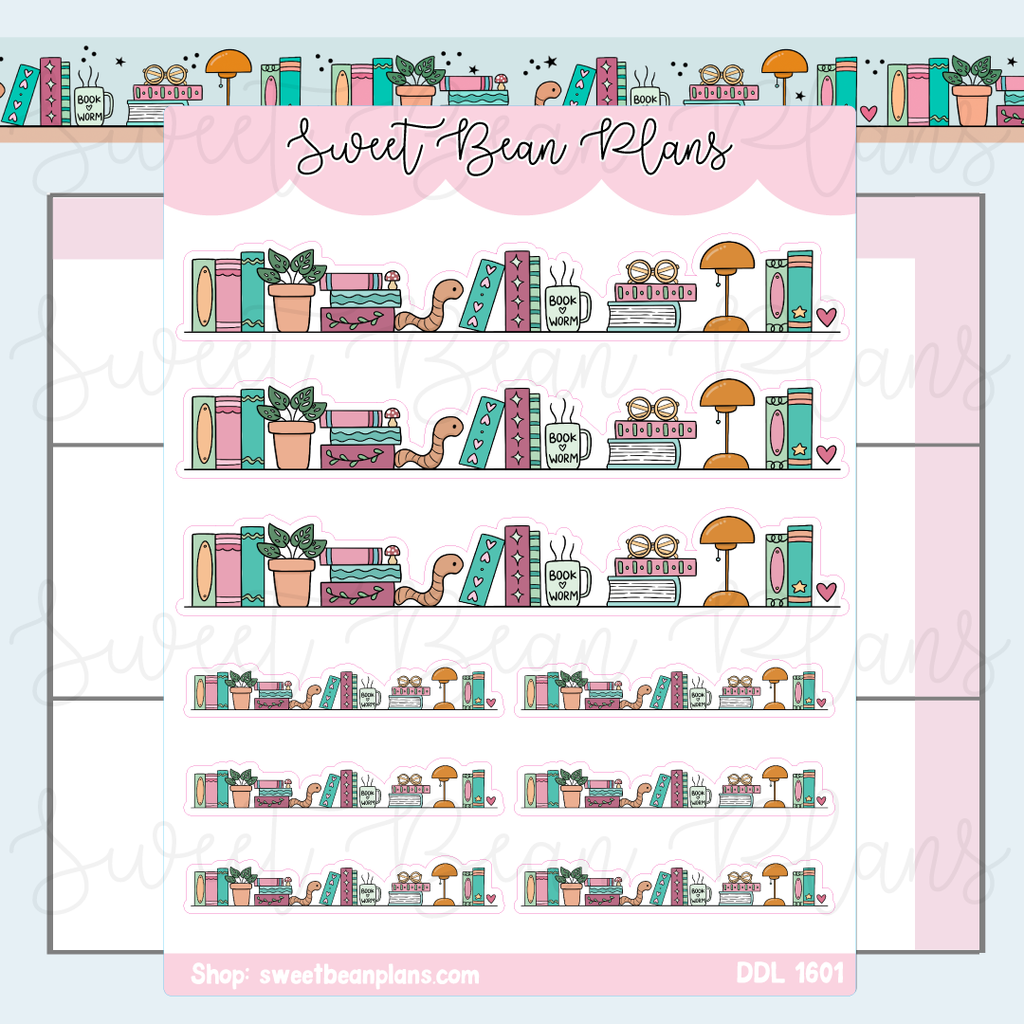 Bookworm Bookshelf Vinyl Planner Stickers | Ddl 1601