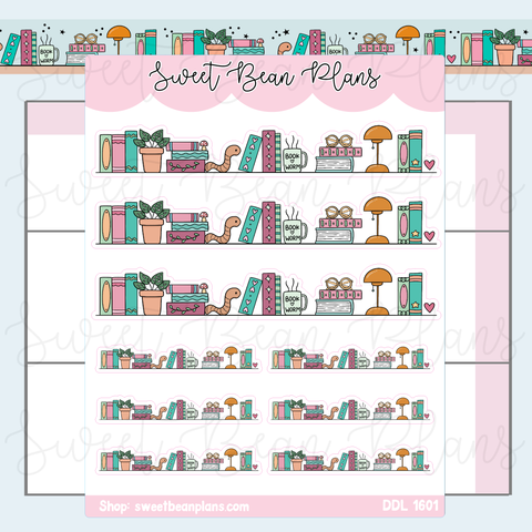 Bookworm Bookshelf Vinyl Planner Stickers | Ddl 1601