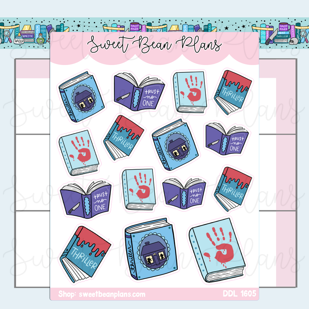 Thriller Books Vinyl Planner Stickers | Ddl 1605