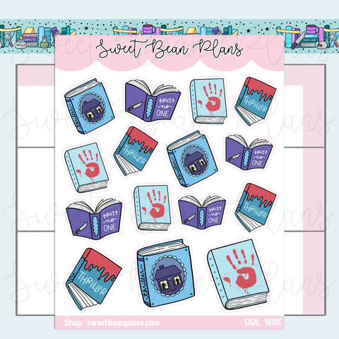 Thriller Books Vinyl Planner Stickers | Ddl 1605
