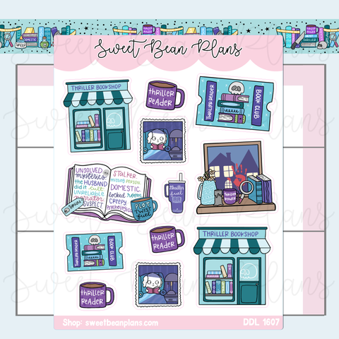 Thriller Bookish Doodles Vinyl Planner Stickers | Ddl 1607