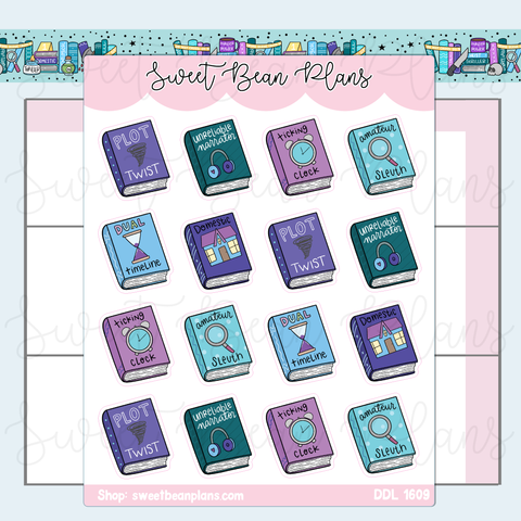 Thriller Trope Books Vinyl Planner Stickers | Ddl 1609