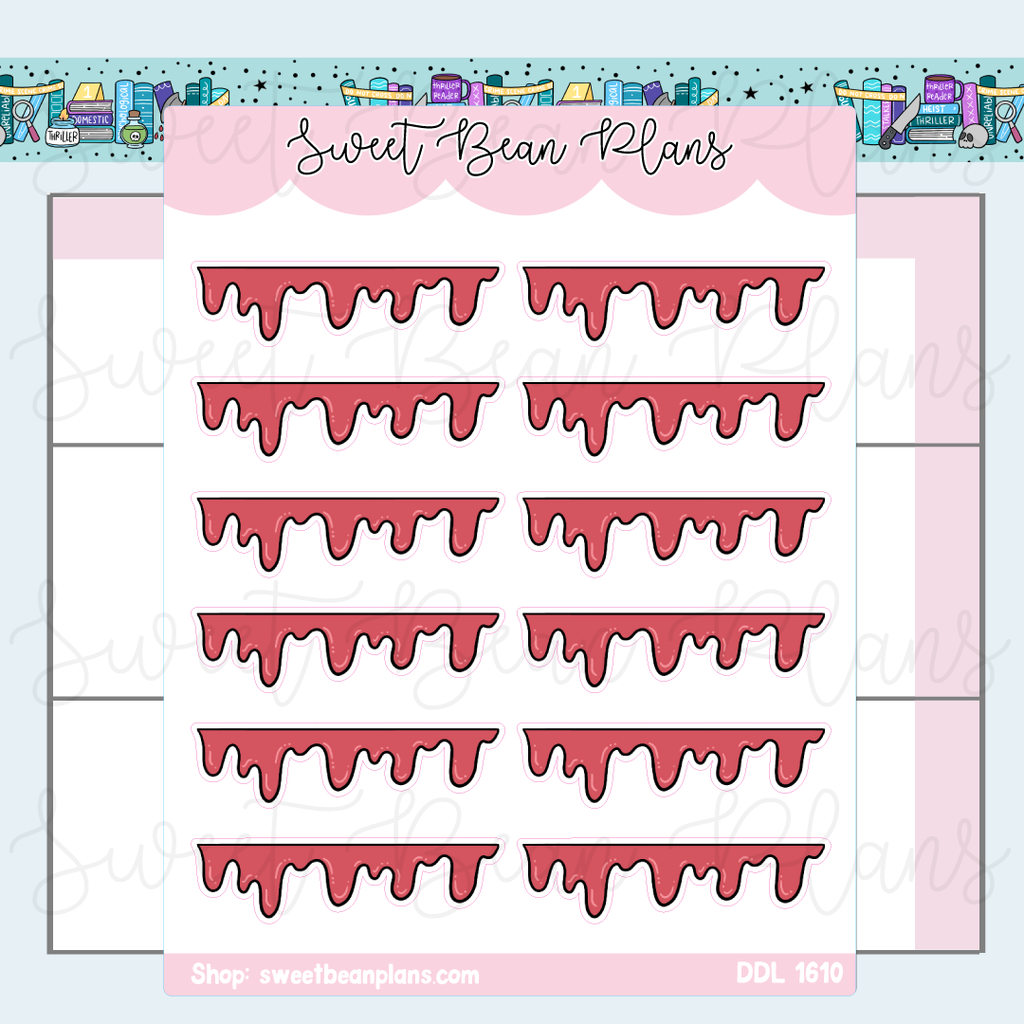 Blood Drip Banners Vinyl Planner Stickers | Ddl 1610