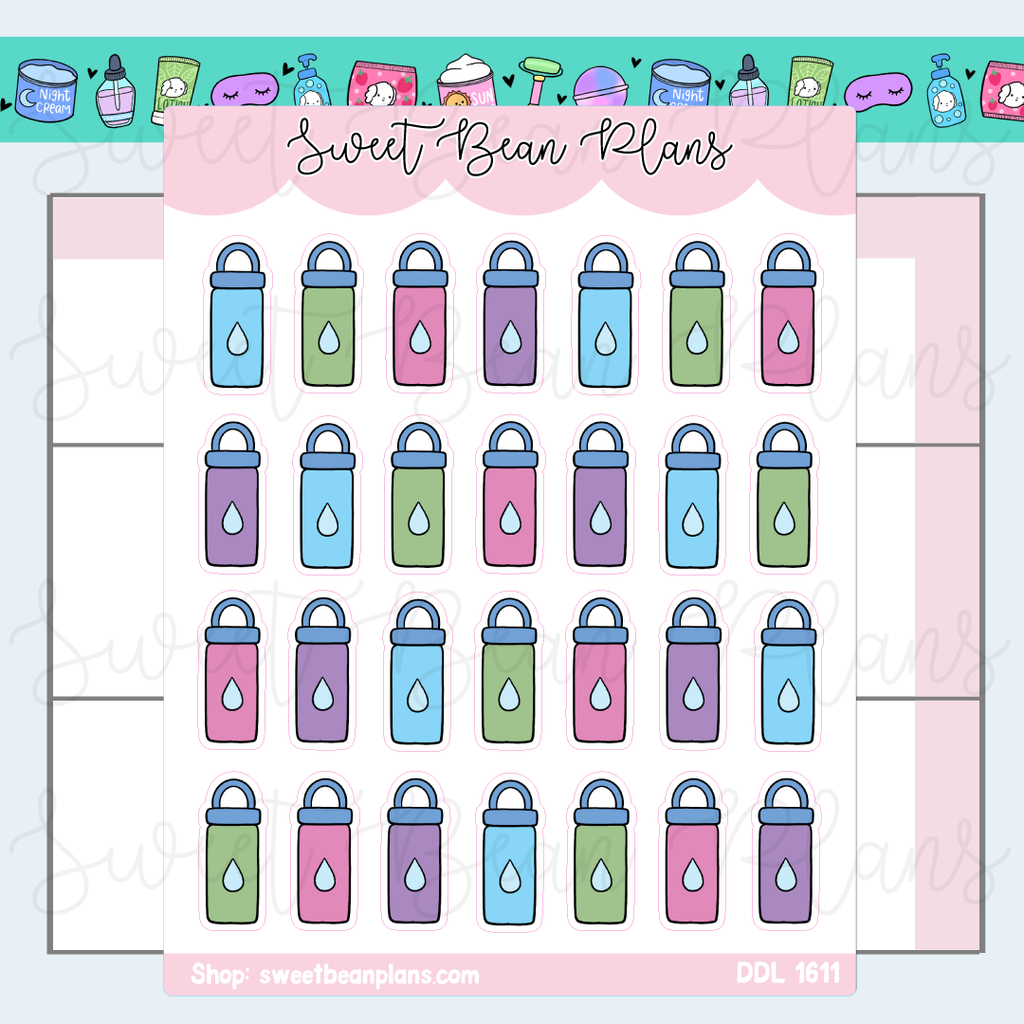 Hydrate Water Bottles Vinyl Planner Stickers | Ddl 1611