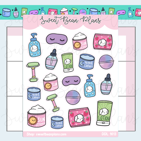 Skincare Doodles Vinyl Planner Stickers | Ddl 1613