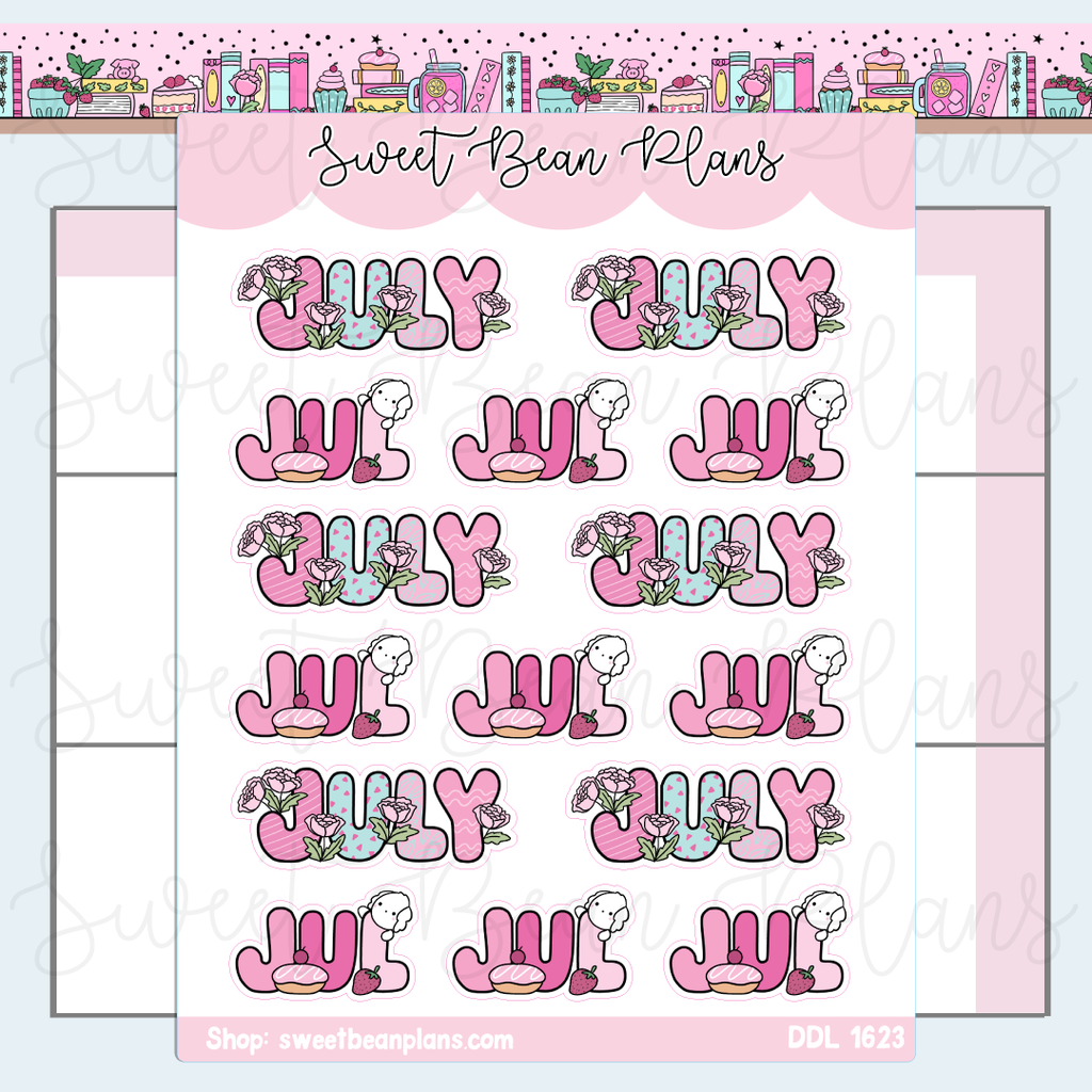 July 2026 Bean Banners Vinyl Planner Stickers | Ddl 1623