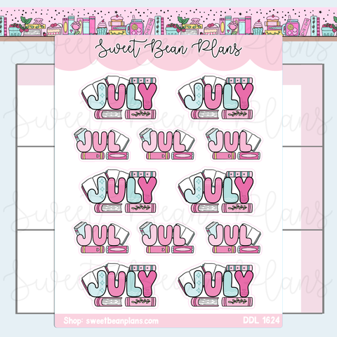 July 2026 Bookish Banners Vinyl Planner Stickers | Ddl 1624