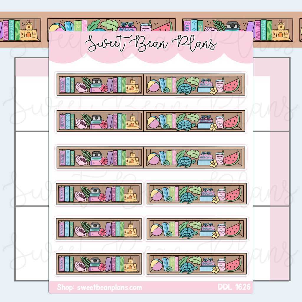 Beachy Bookcase Vinyl Planner Stickers | Ddl 1626