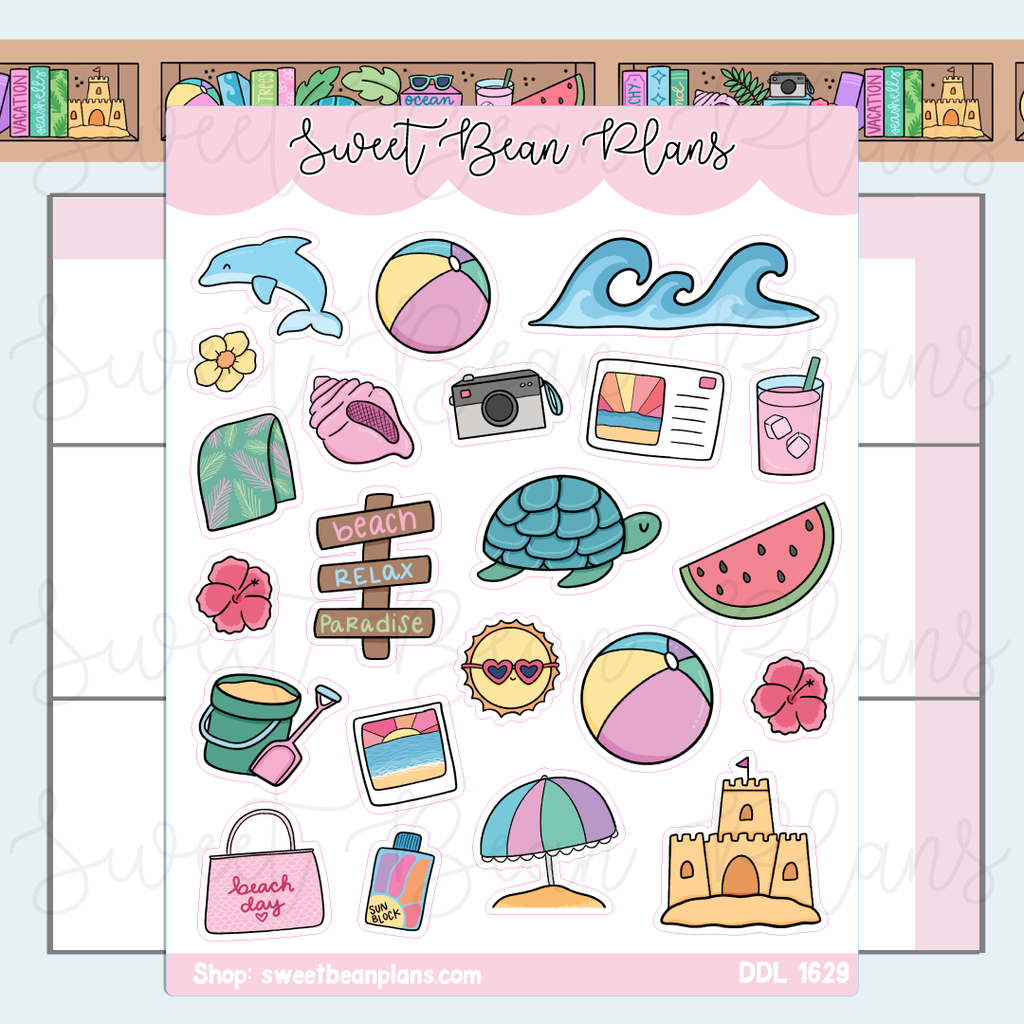 Beachy Doodles Vinyl Planner Stickers | Ddl 1629