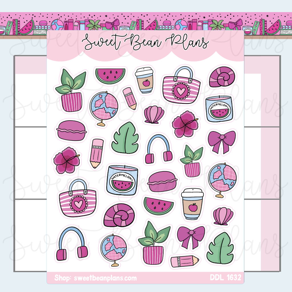 August 2026 Doodles Vinyl Planner Stickers | Ddl 1632