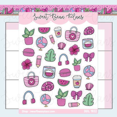August 2026 Doodles Vinyl Planner Stickers | Ddl 1632