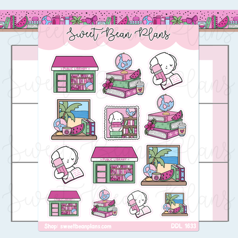 August 2026 Bookish Doodles Vinyl Planner Stickers | Ddl 1633