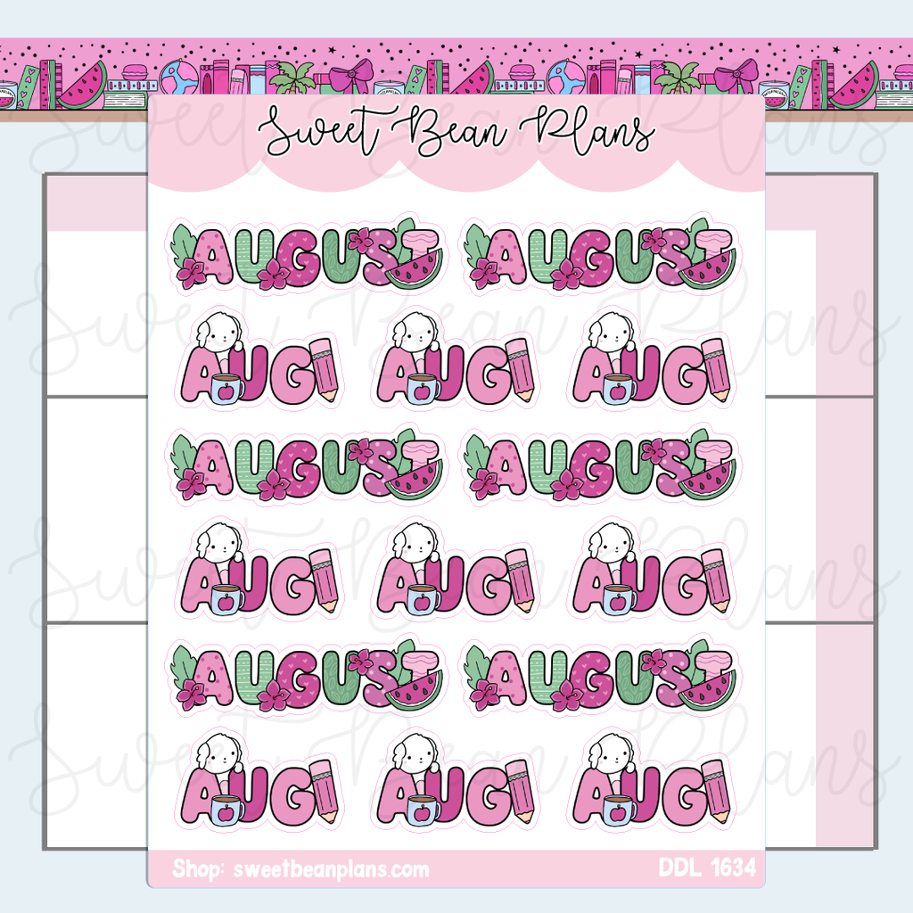 August 2026 Bean Banners Vinyl Planner Stickers | Ddl 1634
