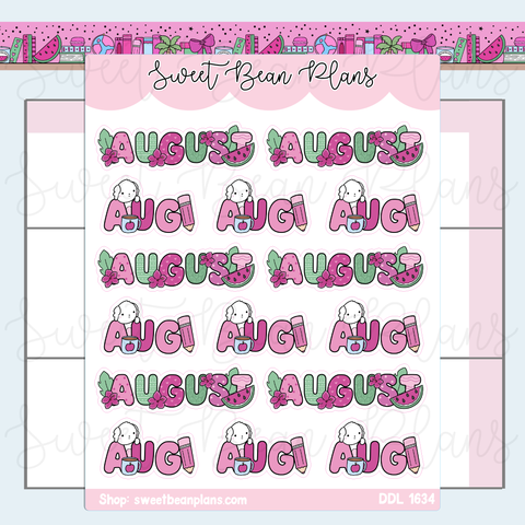 August 2026 Bean Banners Vinyl Planner Stickers | Ddl 1634